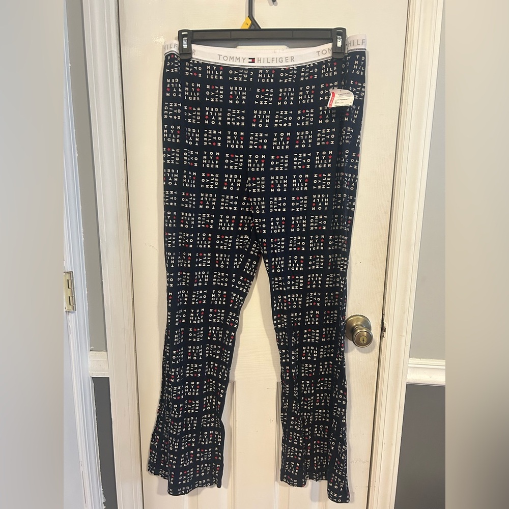 NWT Tommy Hilfiger Navy Logo-Pattern Pants with Red & White Accents